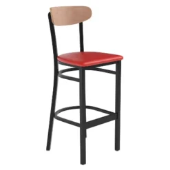 Emma And Oliver Industrial Barstool With Rolled Steel Frame And Solid Wood Seat - 500 Lbs. Static Weight Capacity -Home office GUEST 8d77d33c d0c6 4f6a b318 4afd223b7388