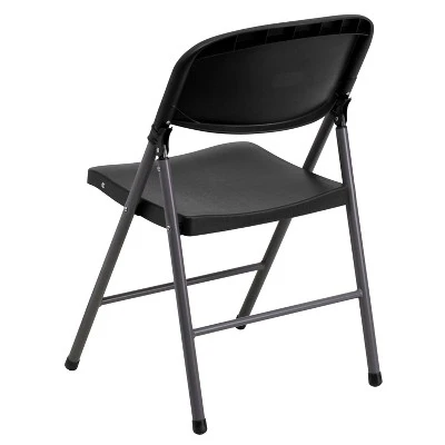 Emma And Oliver 6 Pack 330 Lb. Capacity Black Plastic Folding Chair - Charcoal Frame - Event Chair 7 Emma And Oliver 6 Pack 330 Lb. Capacity Black Plastic Folding Chair - Charcoal Frame - Event Chair - Image 7