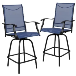 Emma And Oliver Patio Bar Height Stools Set Of 2, All-Weather Textilene Swivel Stools -Home office GUEST 8dde4d2b 5b8b 4bcc a652 66745cdc0240