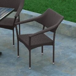 Emma And Oliver Modern All-Weather Patio Dining Chair With Fade And Weather Resistant PE Rattan And Reinforced Steel Frame -Home office GUEST 8e281ff0 8313 44e3 b060 1b41b5d18f1d