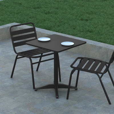 Emma And Oliver 23.5'' Square Aluminum Indoor-Outdoor Table With Base 3 Emma And Oliver 23.5'' Square Aluminum Indoor-Outdoor Table With Base - Image 3