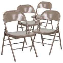 Emma And Oliver 4 Pack Triple Braced & Double Hinged Metal Folding Chair -Home office GUEST 902f8482 3f59 47b2 ae35 32ec73688b84