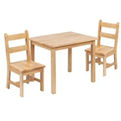 Emma And Oliver Kids 3 Piece Solid Hardwood Table And Chair Set For Playroom, Kitchen -Home office GUEST 906f23c6 d3f0 472e aa20 cba3e96e665a