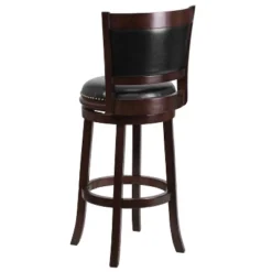 Emma And Oliver 29"H Panel Back Cappuccino Wood Swivel Seat Barstool -Home office GUEST 912c9589 42cf 47ed 9e01 68c6ca118aae