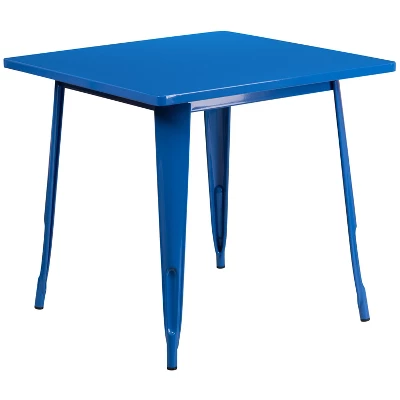 Emma And Oliver Commercial Grade 31.5" Square Colorful Metal Indoor-Outdoor Dining Table 14 Emma And Oliver Commercial Grade 31.5" Square Colorful Metal Indoor-Outdoor Dining Table - Image 14