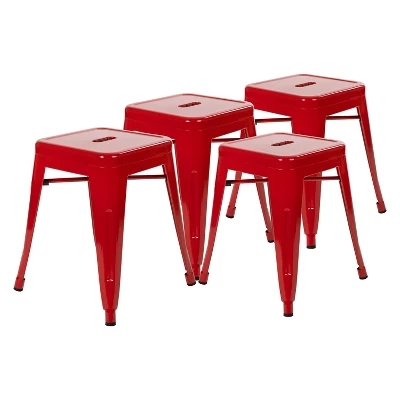 Emma And Oliver 18 Inch Table Height Indoor Stackable Metal Dining Stool-Set Of 4 12 Emma And Oliver 18 Inch Table Height Indoor Stackable Metal Dining Stool-Set Of 4 - Image 12