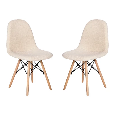 Emma And Oliver Set Of 2 Dorset Series Faux Shearling Accent Chairs With Beechwood Legs For Living Room, Bedroom, Dorm And More 9 Emma And Oliver Set Of 2 Dorset Series Faux Shearling Accent Chairs With Beechwood Legs For Living Room, Bedroom, Dorm And More - Image 9