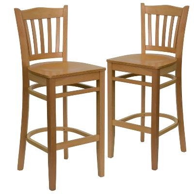 Emma And Oliver 2 Pack Vertical Slat Back Wooden Restaurant Barstool 14 Emma And Oliver 2 Pack Vertical Slat Back Wooden Restaurant Barstool - Image 14