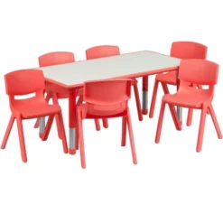 Emma And Oliver 23.625"W X 47.25"L Rectangular Plastic Height Adjustable Activity Table Set With 6 Chairs 27 Emma And Oliver 23.625"W X 47.25"L Rectangular Plastic Height Adjustable Activity Table Set With 6 Chairs -Home office GUEST 92fa9ab8 7714 443f ad9a 86cda7375bca