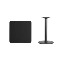 Emma And Oliver 24" Square Black Laminate Table Top With 18"RD Base