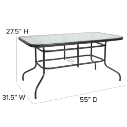 Emma And Oliver 5 Piece Patio Table & Chairs Set With 31.5"x55" Rectangular Metal Table With Tempered Glass Top And 4 Black Aluminum Stacking Chairs -Home office GUEST 939aeb46 2557 44a2 b382 da6848def9ca