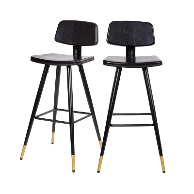 Emma And Oliver Set Of 2 Commercial Grade LeatherSoft Barstools With Gold Tipped Iron Legs 12 Emma And Oliver Set Of 2 Commercial Grade LeatherSoft Barstools With Gold Tipped Iron Legs - Image 12