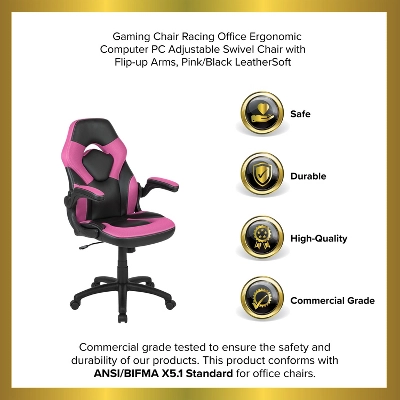 Emma And Oliver Gaming Racing PC Chair With Flip-up Arms 12 Emma And Oliver Gaming Racing PC Chair With Flip-up Arms - Image 12