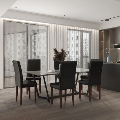 Emma And Oliver Six Mid-Century Parsons Chairs And Hardwood Frame For Kitchen, Dining Room & More 1 Emma And Oliver Six Mid-Century Parsons Chairs And Hardwood Frame For Kitchen, Dining Room & More