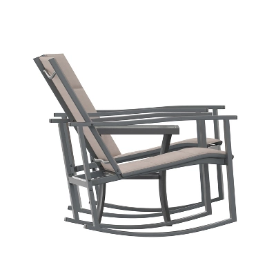 Emma And Oliver 3 Piece Outdoor Rocking Chair Patio Set With Flex Comfort Material And Metal Framed Glass Top Table 11 Emma And Oliver 3 Piece Outdoor Rocking Chair Patio Set With Flex Comfort Material And Metal Framed Glass Top Table - Image 11