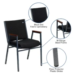 Emma And Oliver Heavy Duty Black Dot Fabric Stack Chair With Arms -Home office GUEST 9798e518 49f9 4d91 bef8 988a79717718