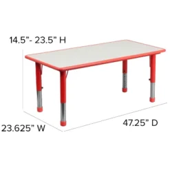 Emma And Oliver 23.625"W X 47.25"L Rectangular Plastic Height Adjustable Activity Table Set With 4 Chairs -Home office GUEST 985b2c87 f7fd 4562 9d4d 05cb5f954032