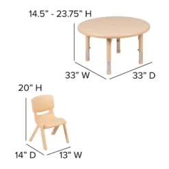 Emma And Oliver 33" Round Plastic Height Adjustable Activity Table Set With 2 Chairs -Home office GUEST 993dfe1f 5b65 4ee8 a305 3f97541f5bee