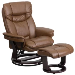 Emma And Oliver Multi-Position Recliner & Curved Ottoman With Swivel Wood Base -Home office GUEST 99ee9cf3 9ed0 4cbf 81a2 d4786a348555