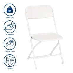 Emma And Oliver 4 Pack Of All-Weather, Extra Wide Contoured Plastic Folding Chairs With Metal Frame And 650 Lb. Static Weight Capacity -Home office GUEST 9a159dee 005f 40f7 bc9a 40caf0695426