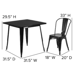 Emma And Oliver Commercial Grade 31.5" Square Metal Indoor-Outdoor Table Set With 4 Stack Chairs -Home office GUEST 9af6864c 0f84 4213 8619 89080030dfc4