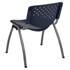 Emma And Oliver Home And Office Navy Plastic Stack Chair With Perforated Back - Guest Chair -Home office GUEST 9b31b3c7 3e01 47a3 b224 e9c358adf45c
