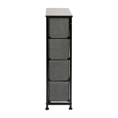 Emma And Oliver 4 Drawer Vertical Slim Storage Dresser-Wood Top & Fabric Pull Drawers 6 Emma And Oliver 4 Drawer Vertical Slim Storage Dresser-Wood Top & Fabric Pull Drawers - Image 6