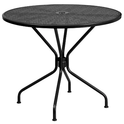 Emma And Oliver Commercial Grade 35.25" RD Indoor-Outdoor Steel Patio Table - Umbrella Hole 12 Emma And Oliver Commercial Grade 35.25" RD Indoor-Outdoor Steel Patio Table - Umbrella Hole - Image 12