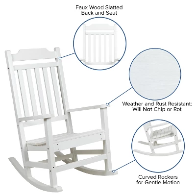 Emma And Oliver Set Of 2 Indoor/Outdoor Poly Resin Rocking Chairs With Side Table 4 Emma And Oliver Set Of 2 Indoor/Outdoor Poly Resin Rocking Chairs With Side Table - Image 4
