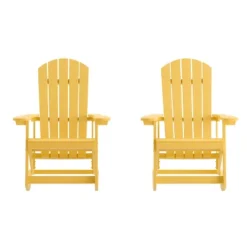 Emma And Oliver Set Of 2 Marcy Classic All-Weather Poly Resin Rocking Adirondack Chairs With Stainless Steel Hardware For Year Round Use -Home office GUEST 9bf83807 02d3 4f0a 9a44 80f4547e5fda