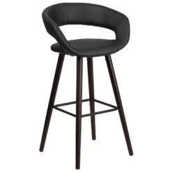 Emma And Oliver 29"H Wood Rounded Open Back Barstool -Home office GUEST 9d17850d cccc 4a43 b121 13e117bb840e