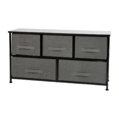 Emma And Oliver 5 Drawer Storage Chest With Wood Top & Dark Fabric Pull Drawers -Home office GUEST 9d435d60 1972 4309 87cd fc6eb7f92d3e