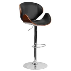 Emma And Oliver Bentwood Adjustable Height Barstool With Curved Vinyl Seat/Back -Home office GUEST 9d8ccb21 066e 44ff b371 1e3265cb9b93