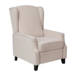 Emma And Oliver Fabric Upholstered Easy Push Back Recliner - Classic Wingback Design With Nailhead Accent Trim And Footrest -Home office GUEST 9ddddcb4 71fc 47a4 b9b7 cecb4916c889