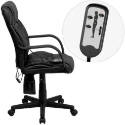 Emma And Oliver Mid-Back Ergonomic Massaging Black LeatherSoft Executive Swivel Office Arm Chair -Home office GUEST 9e17101d 223e 48ab 8856 db13857a80dd