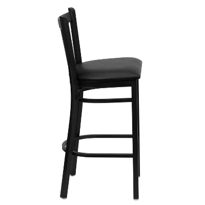 Emma And Oliver Black Vertical Back Metal Restaurant Dining Barstool 9 Emma And Oliver Black Vertical Back Metal Restaurant Dining Barstool - Image 9