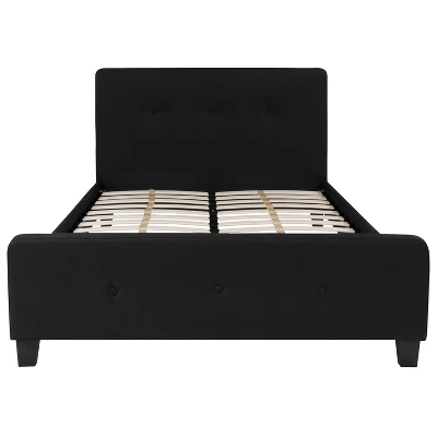 Emma And Oliver Full Size Three Button Tufted Platform Bed In Black Fabric 3 Emma And Oliver Full Size Three Button Tufted Platform Bed In Black Fabric - Image 3