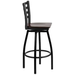 Emma And Oliver Black Ladder Back Swivel Metal Restaurant Dining Barstool -Home office GUEST 9fe7efa8 f661 4d38 84bf f968db264318