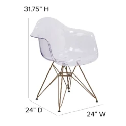 Emma And Oliver 2 Pack Transparent Side Chair With Arms And Gold Base - Accent & Side Chair -Home office GUEST a0a11aa8 de45 400d 9dbc 9b61bb03747a