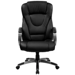 Emma And Oliver High Back Black LeatherSoft Swivel Office Chair Titanium Nylon Base/Loop Arms -Home office GUEST a0a8514f 3c46 41dc 9326 42125aa1623c