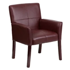 Emma And Oliver Leather Executive Side Reception Chair With Mahogany Legs -Home office GUEST a11198d3 98d4 4319 88f4 51d34f368943