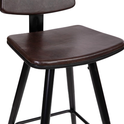 Emma And Oliver Set Of 2 Commercial Grade LeatherSoft Barstools With Gold Tipped Iron Legs 6 Emma And Oliver Set Of 2 Commercial Grade LeatherSoft Barstools With Gold Tipped Iron Legs - Image 6