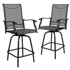 Emma And Oliver Patio Bar Height Stools Set Of 2, All-Weather Textilene Swivel Stools -Home office GUEST a1e14540 99d0 416b b349 142c73592dcc