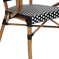 Emma & Oliver Soie Set Of Four Indoor/Outdoor Stacking Thonet Bistro Style Chairs With Arms, PE Rattan Seat And Bamboo Finished Metal Frame 24 Emma & Oliver Soie Set Of Four Indoor/Outdoor Stacking Thonet Bistro Style Chairs With Arms, PE Rattan Seat And Bamboo Finished Metal Frame -Home office GUEST a2ac270b 38aa 4966 895e 9a398b11b0fb