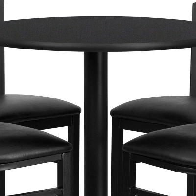 Emma And Oliver 30" Round Laminate Table Set With X-Base And 4 Ladder Back Stools 3 Emma And Oliver 30" Round Laminate Table Set With X-Base And 4 Ladder Back Stools - Image 3