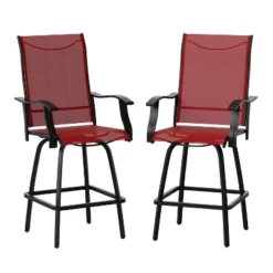 Emma And Oliver Patio Bar Height Stools Set Of 2, All-Weather Textilene Swivel Stools -Home office GUEST a3ad6a4d 02b8 48bb a7ec e3d098ddda04