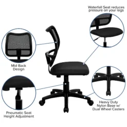Emma And Oliver Mid-Back Mesh Swivel Task Office Chair -Home office GUEST a3f55856 8132 4dd6 9502 6476ceeec051