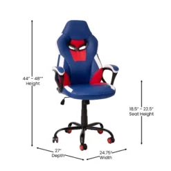 Emma And Oliver Faux Leather Ergonomic High Back Gaming Chair With Adjustable Seat Height, Lumbar Support And Padded Arms In Red, White & Blue 19 Emma And Oliver Faux Leather Ergonomic High Back Gaming Chair With Adjustable Seat Height, Lumbar Support And Padded Arms In Red, White & Blue -Home office GUEST a3fad12d 3b47 43be 84f7 ae133e20ef10