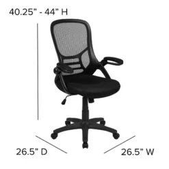 Emma And Oliver High Back Mesh Ergonomic Office Chair With Flip-up Arms -Home office GUEST a3fbeb26 1e9f 47c0 9d90 7aaf260b1764