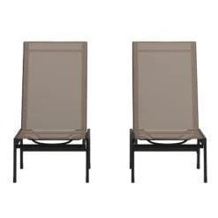 Emma And Oliver Set Of 2 Textilene Adjustable 5 Position Patio Chaise Lounge And Metal Frame -Home office GUEST a3fdb878 6b7b 4ae2 9941 838983d32e4e